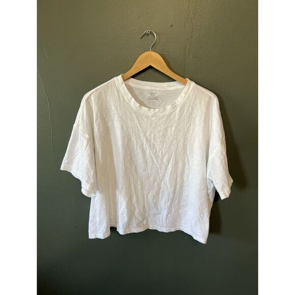aerie Tops - Aerie Womens White Short Sleeve Cropped T-Shirt Size XL